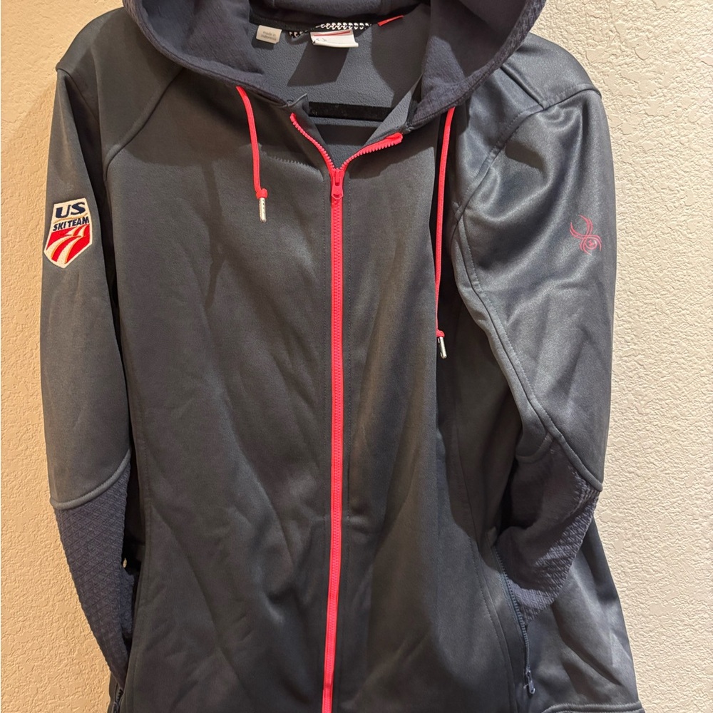 Spyder Grey and pink Zip-Up Hoodie